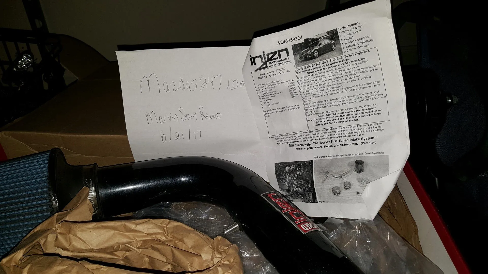Injen CAI modified for 2013 CX-9 - Almost new - Southern CA