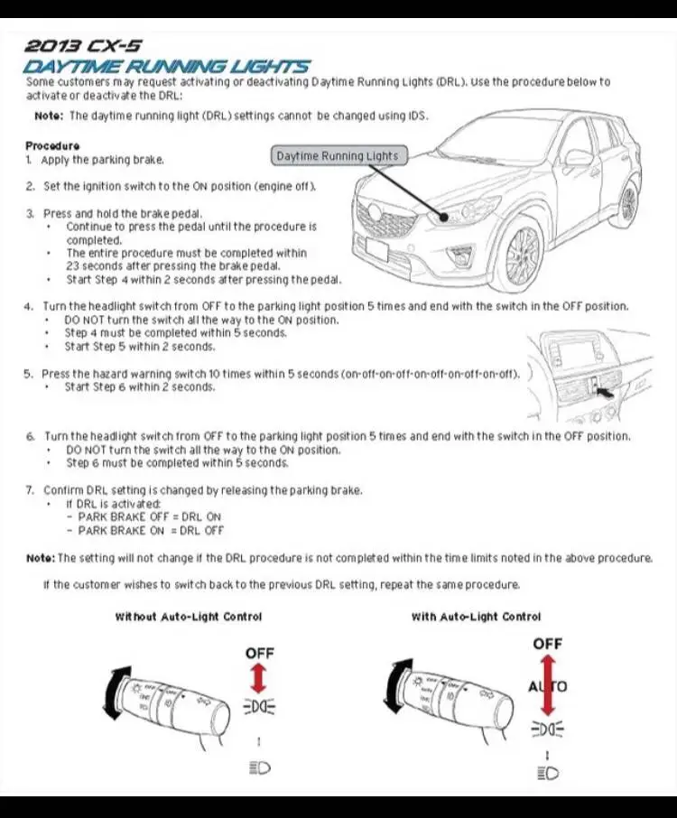 Guide How To Disable Daytime Running Lights (instructions) Page 16 Mazdas247