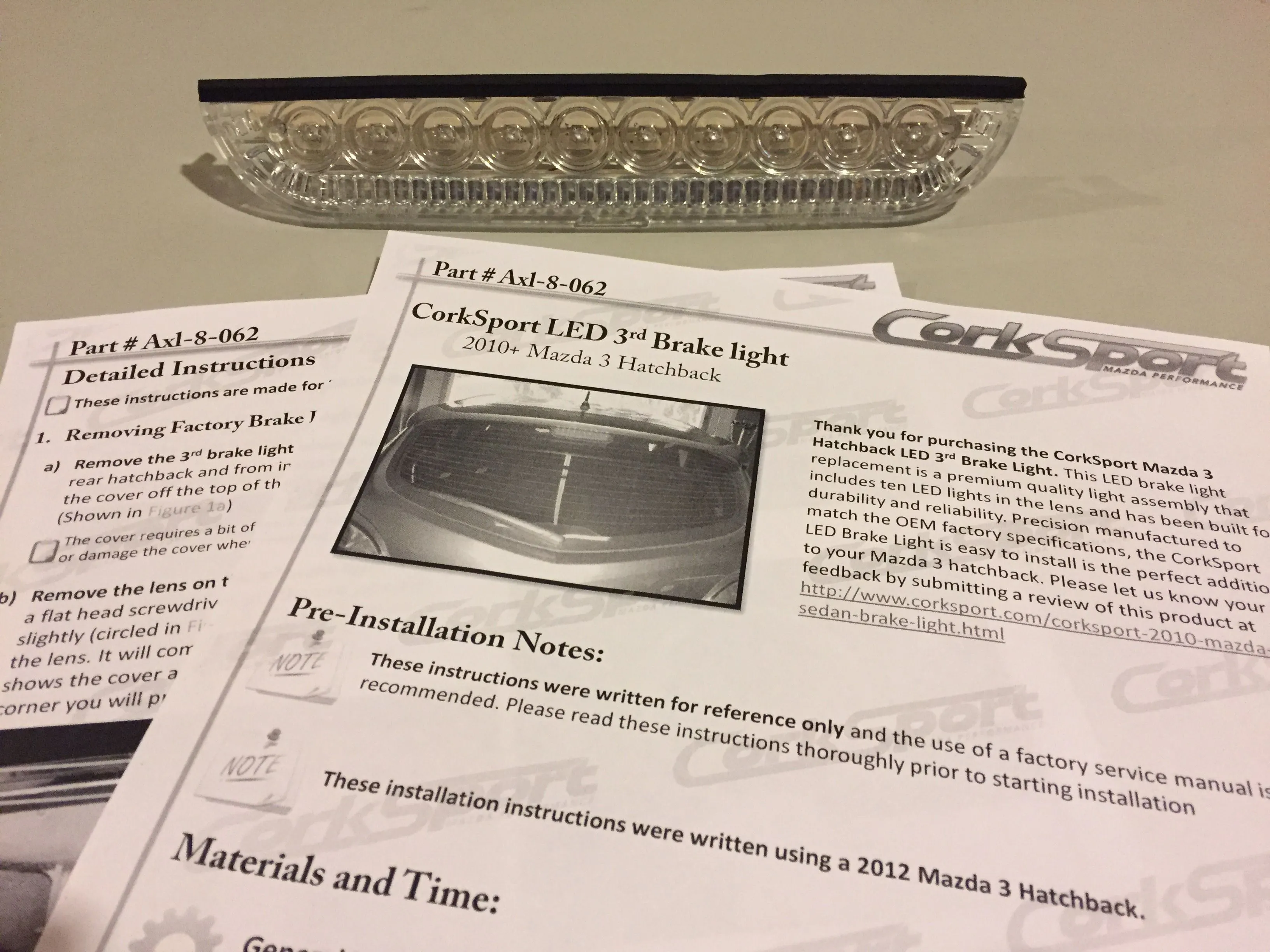 FS: CorkSport LED brake light Mazda3 hatch (2010-13)