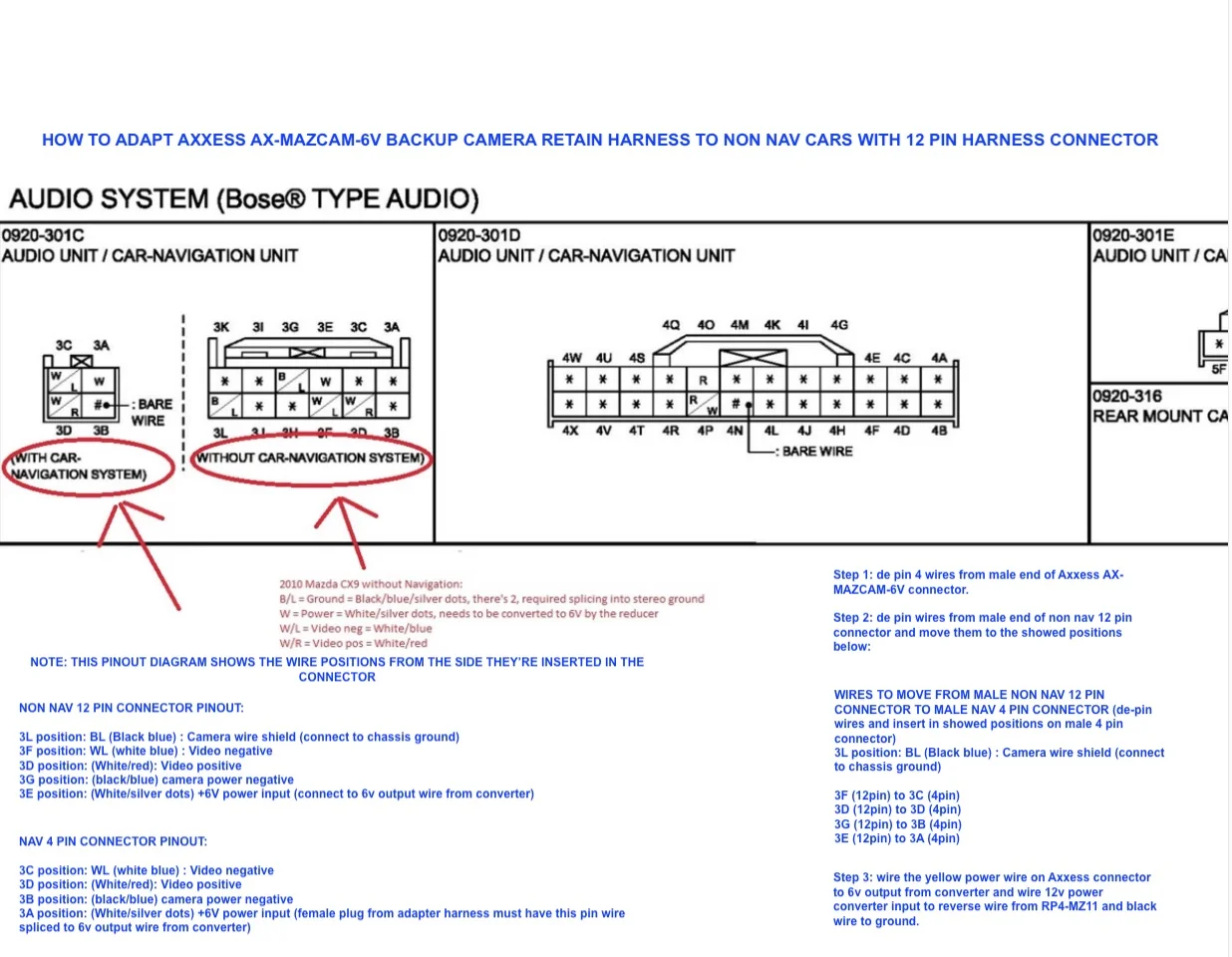 Rear camera pinout non nav radio mazda cx-9.webp